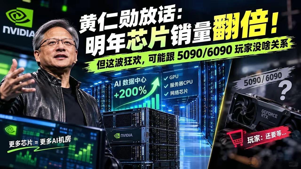 黄仁勋放话：明年芯片销量翻倍！英伟达的AI生意还在疯狂扩张。黄仁勋预计，2027