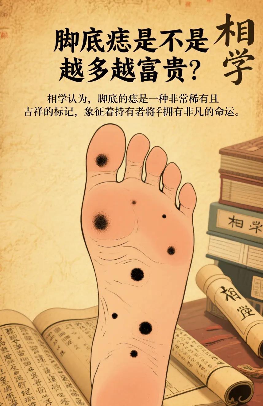相学，一种古老的学问，涵盖了从面相到身体各部位的痣相解读。在这一领域中，脚底的