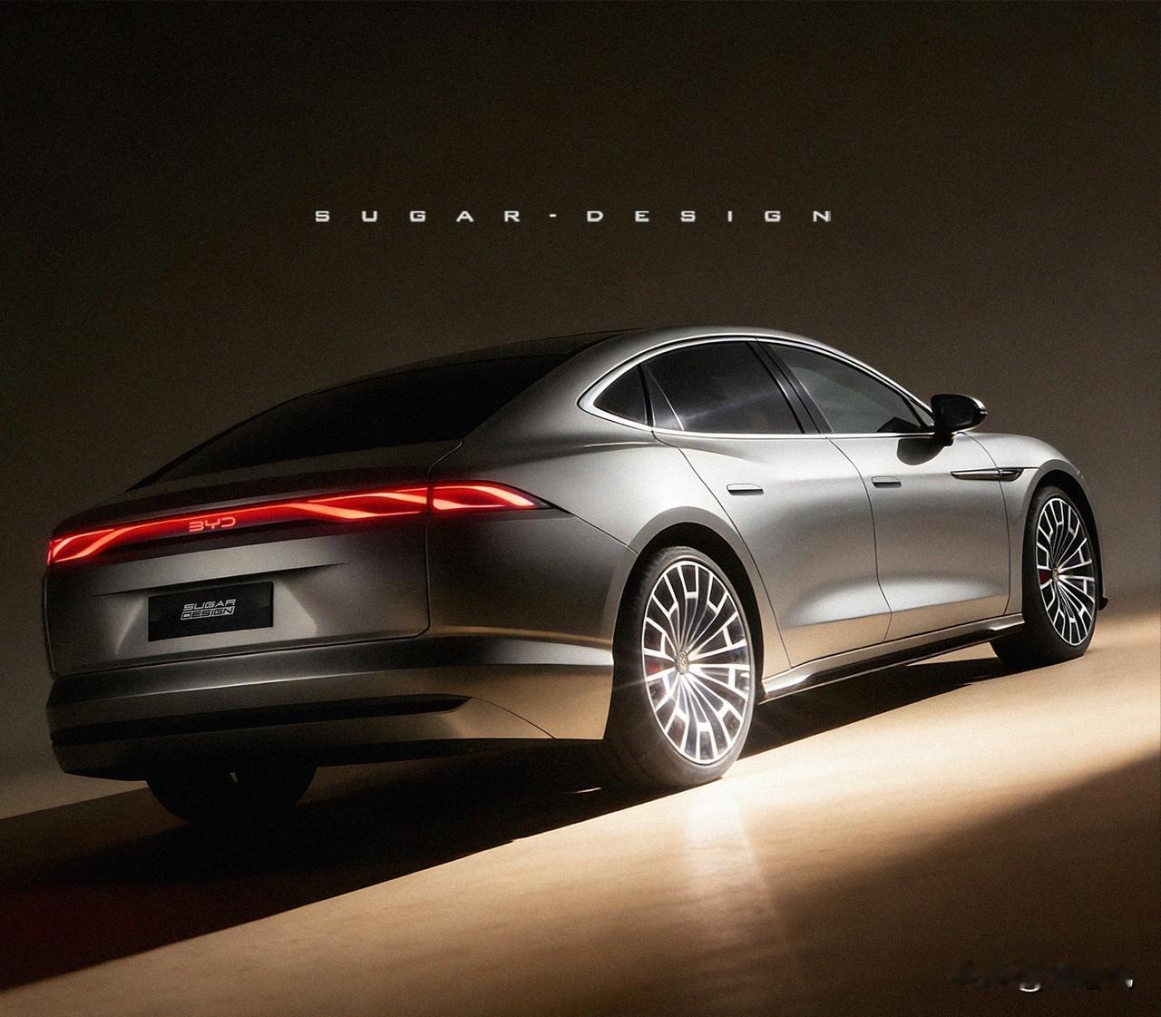 比亚迪大汉预览图来了。这么设计就帅气多了。其实前脸可以尝试用大一点的灯，防止