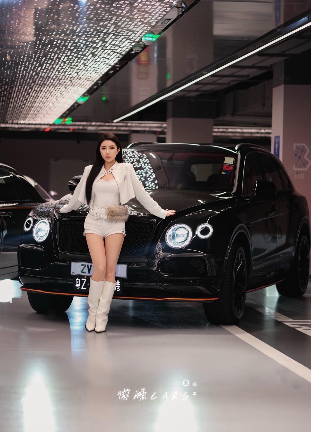 汽车摄影美女车模劳斯莱斯宾利添越豪车