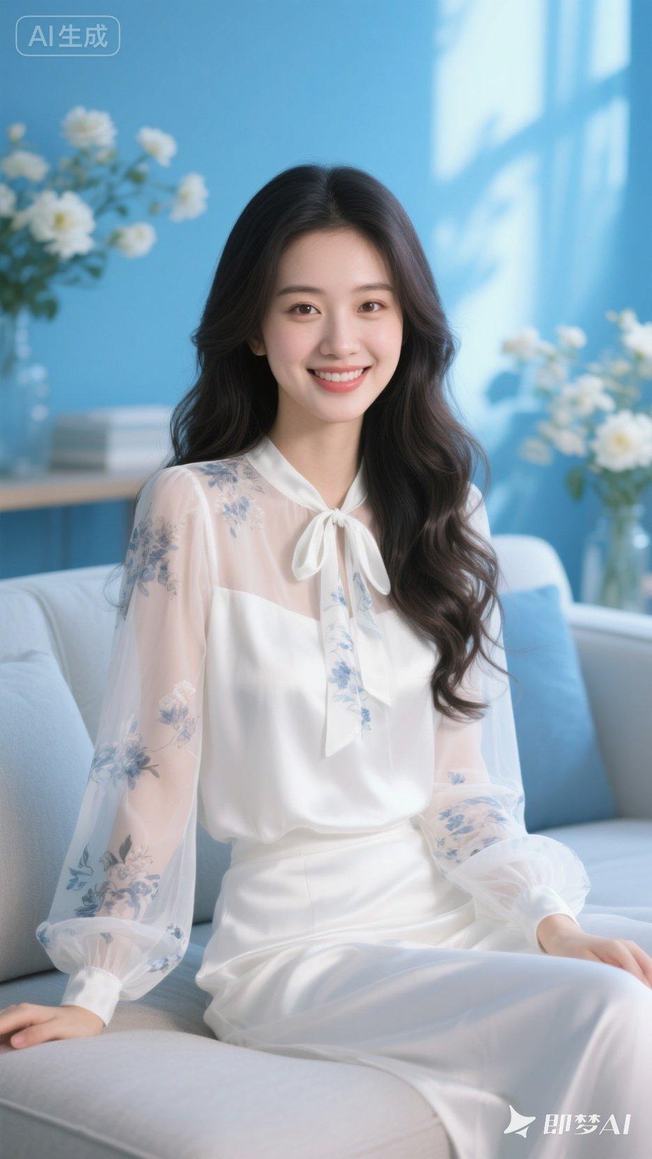 清新少女风，白色连衣裙，微笑如花🌸