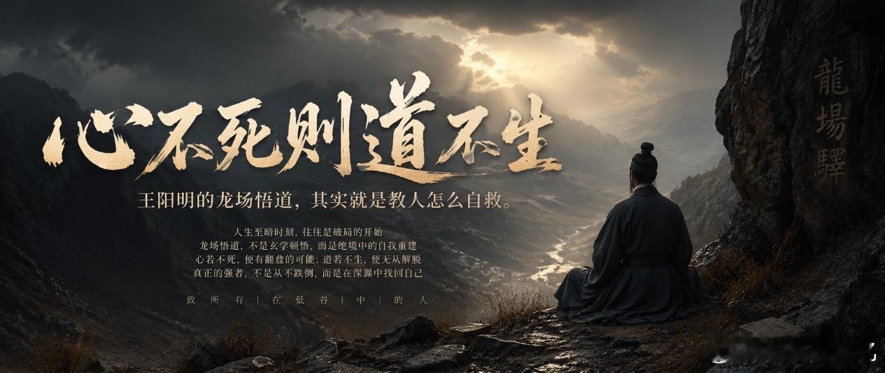 心不死，则道不生王阳明的龙场悟道，其实就是教人怎么自救。大多数人讲王阳明，总爱说