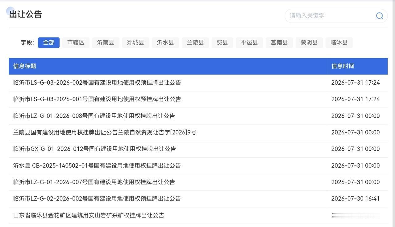 7月收官！临沂集中挂牌多宗地块，工业用地成今日主力7月31日这天，临沂集中