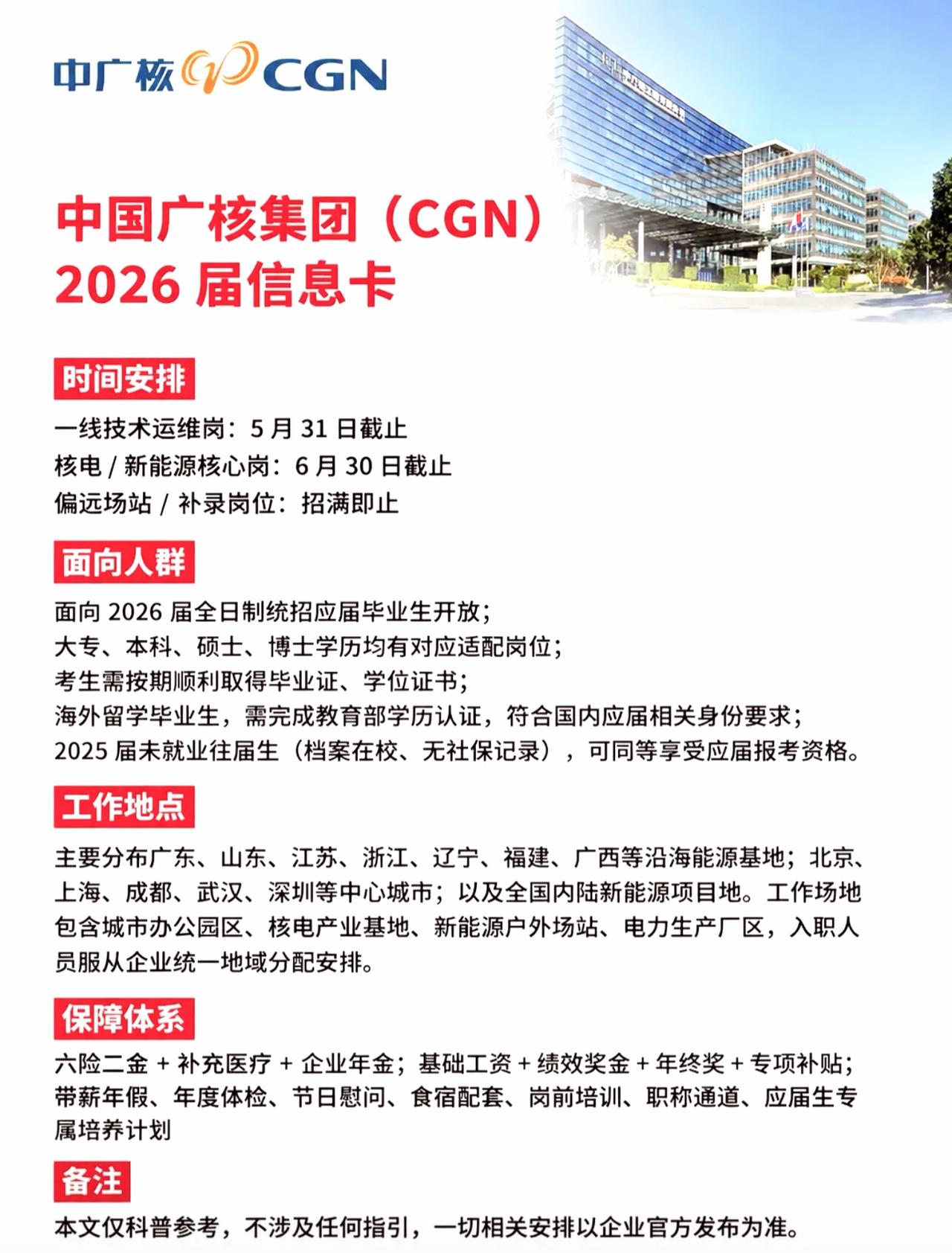 同学们，中广核集团2026届春季校招已经开始了！这次机会真不是“看看而已”，而是
