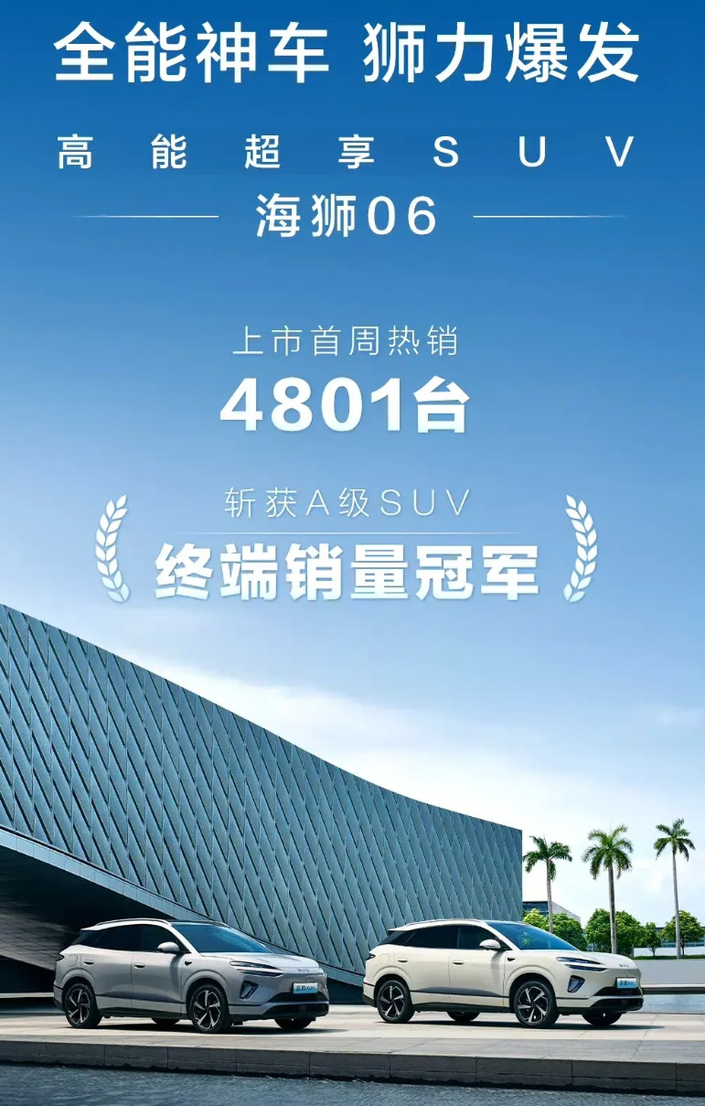 万万没想到海狮06上市首周销量直接爆！4801辆，A级SUV销冠到手说以下