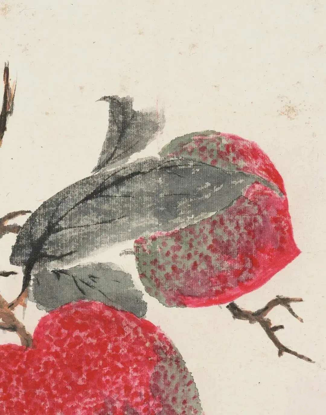 丁辅之《三寿作朋图》，设色纸本立轴25×32.5cm。释文：三寿作朋。款识