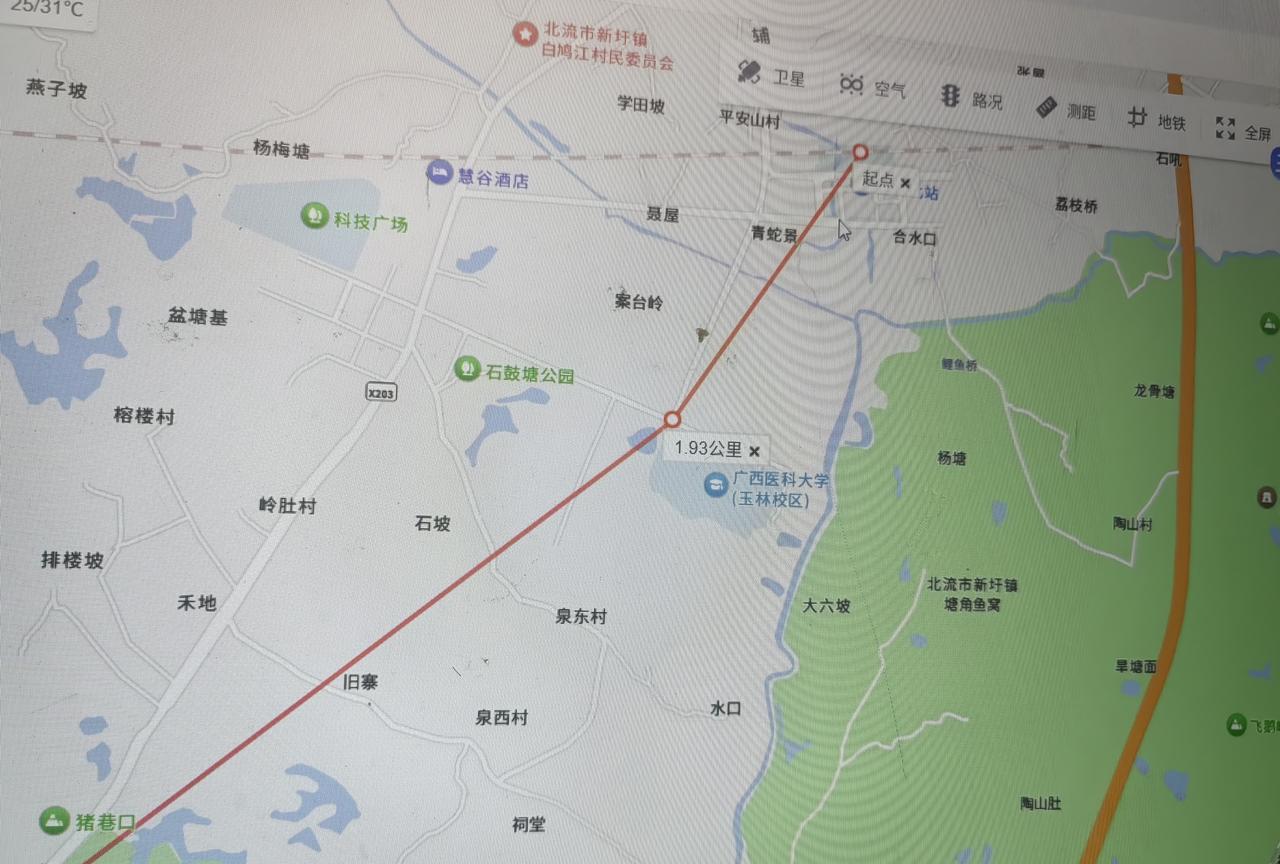 玉林地铁1号线自制规划图线路名称：玉林地铁1号线起止点：玉林北站-福绵政务中