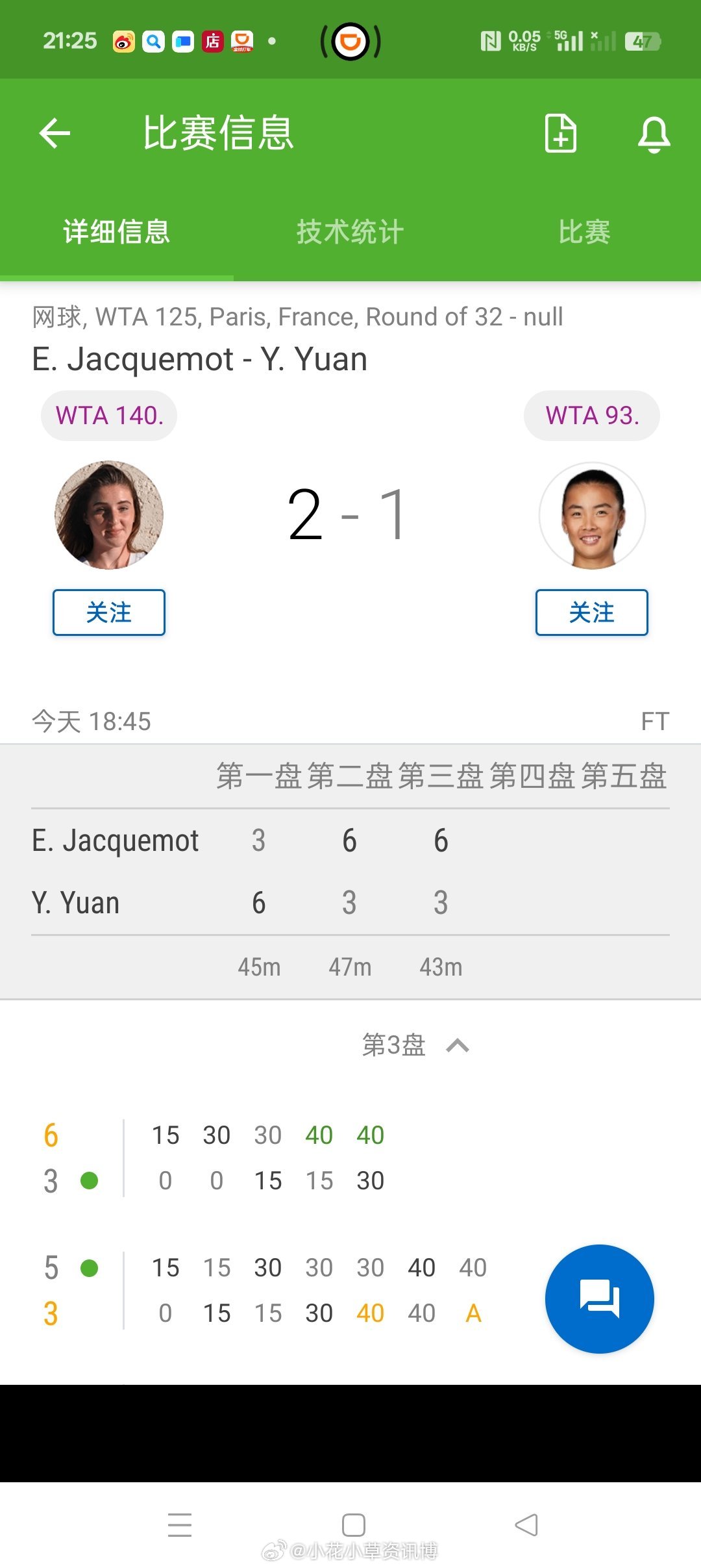 小花小草资讯小花小草资讯【WTA125巴黎】女单正赛第一轮🇨?
