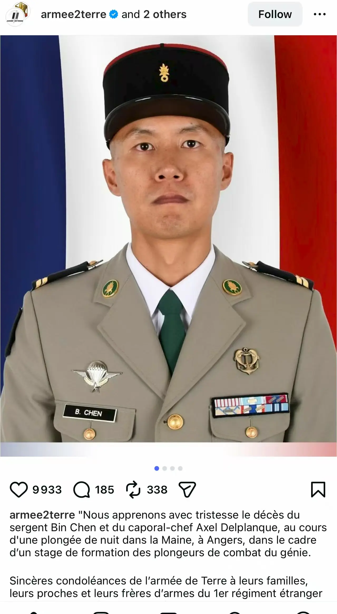 致战友。当初在外籍军团司令部报名的一共有7个中国人，最后就我跟你留下来...