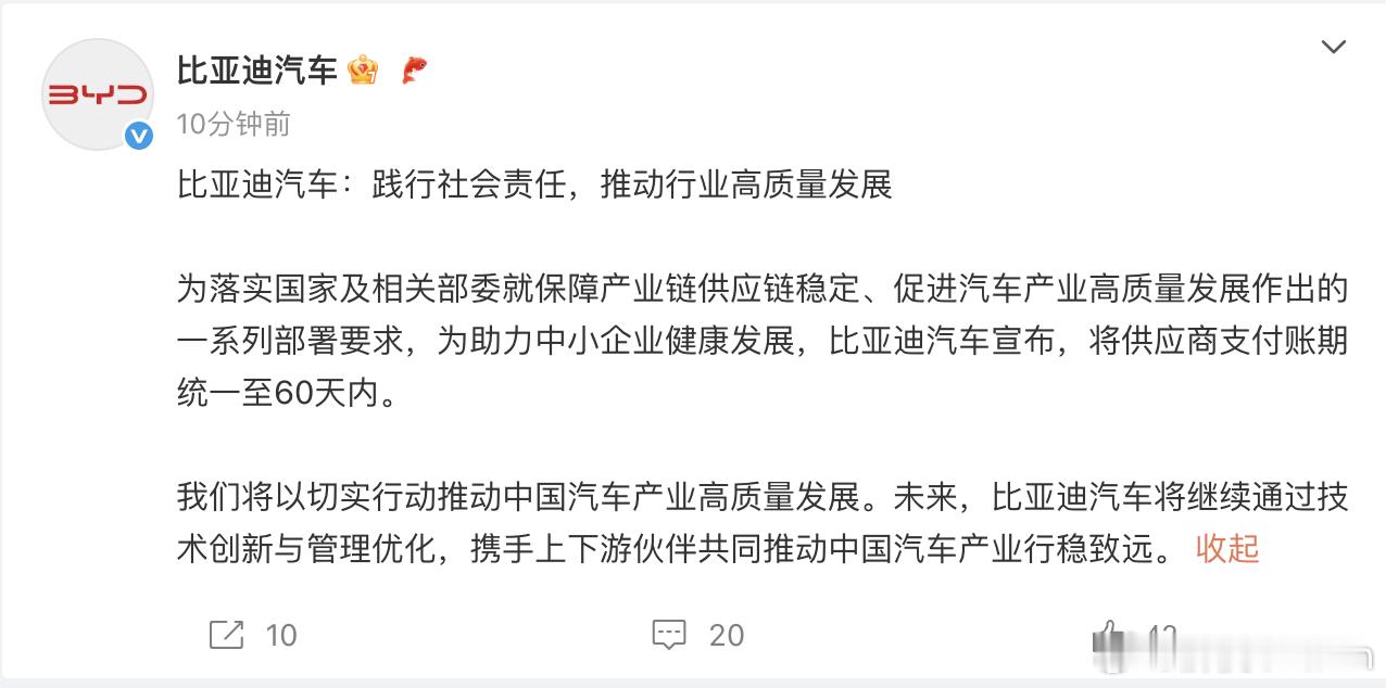 比亚迪也连夜发布声明了新能源大牛说​​​
