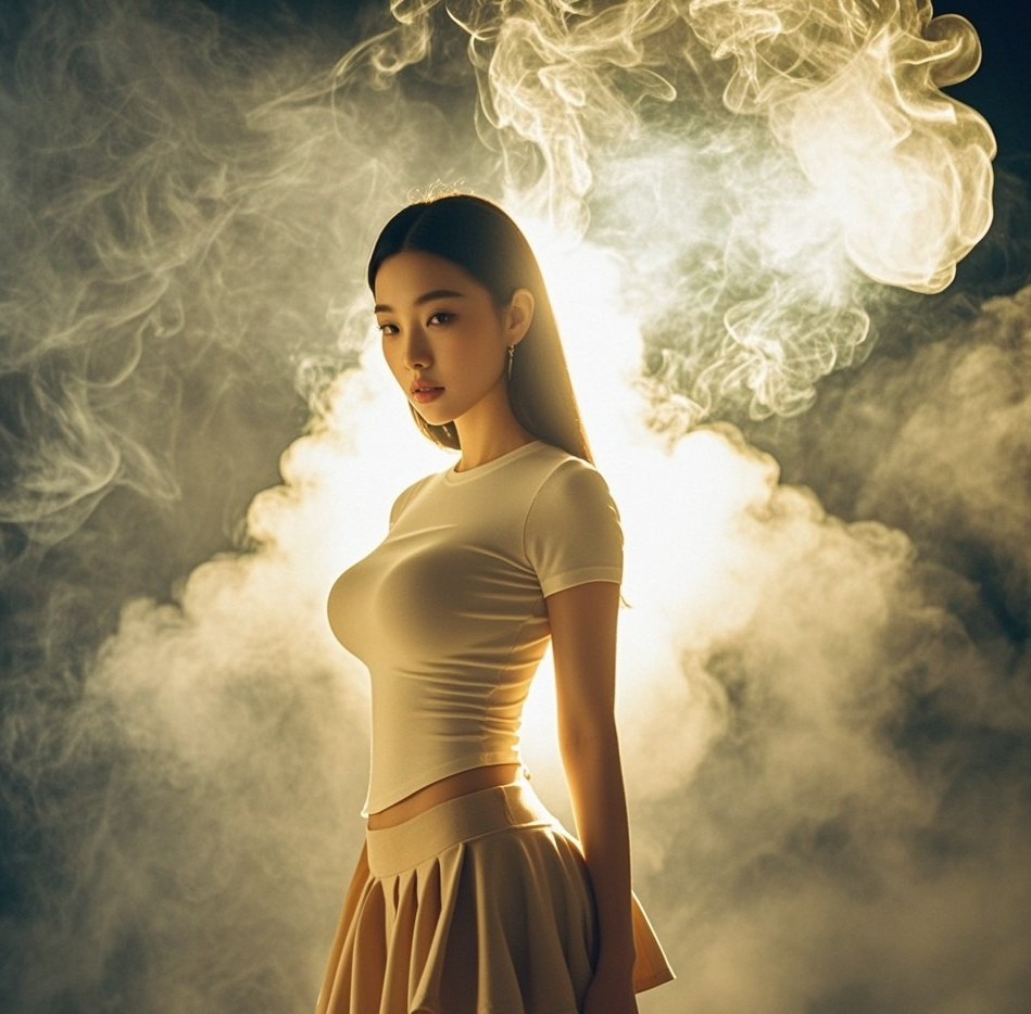 朦胧氛围衬佳人，玲珑曲线若隐若现