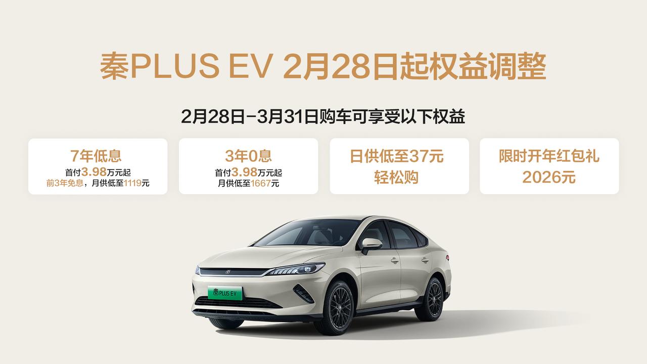 比亚迪比亚迪秦PLUS最新的政策来啦～比亚迪秦PLUS推出其史上最强金融政策，