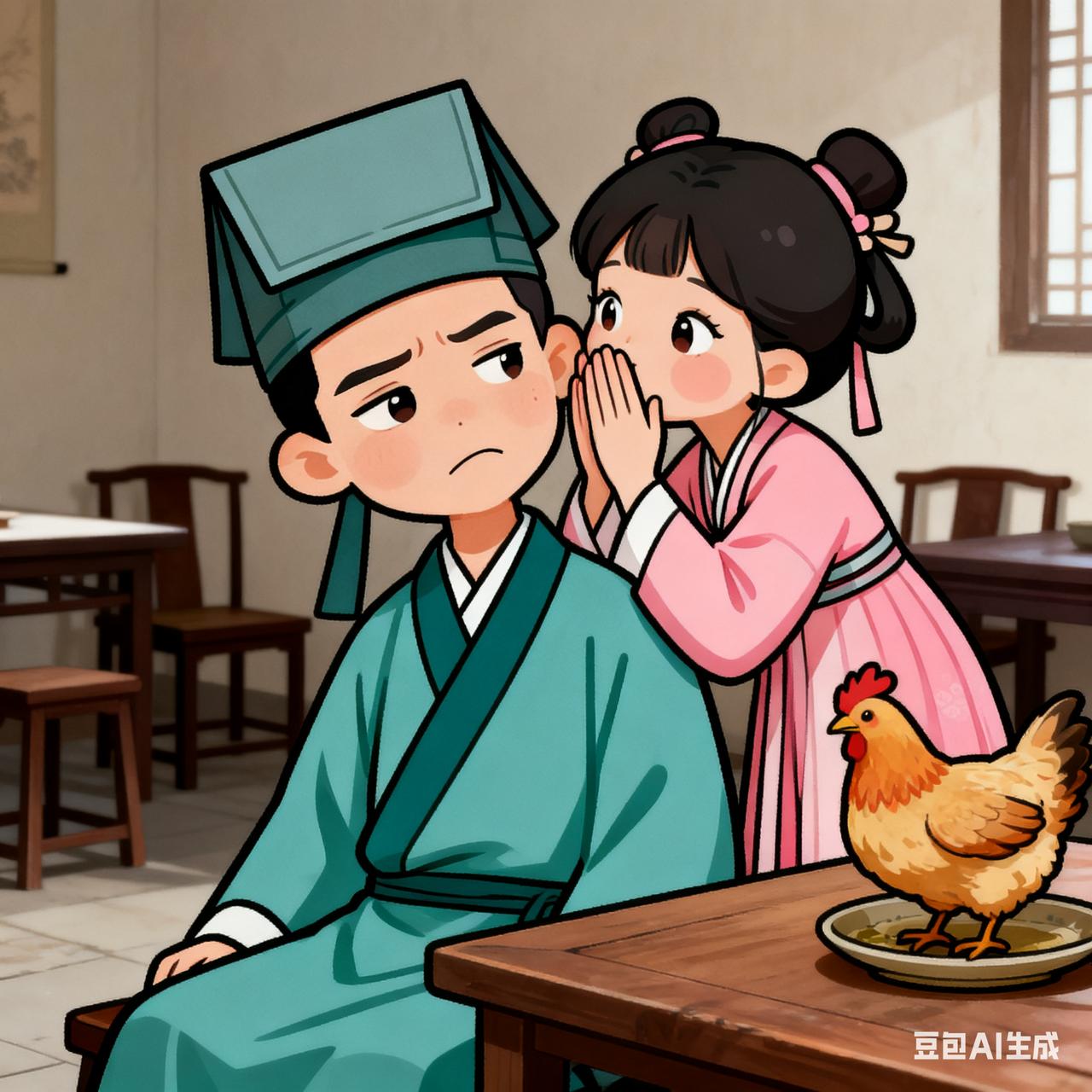 古代夫妻搞笑段子有个书生娶了个媳妇，媳妇嘴馋。有次家里来了客人，杀了只鸡