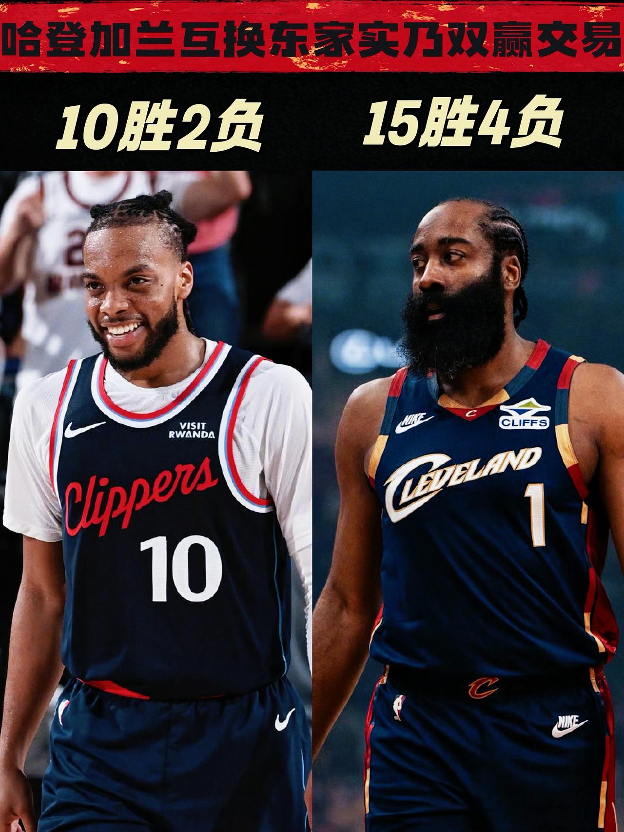 双双赢球！哈登加兰互换东家实乃双赢交易！凭借加兰的30分，以及伦纳德最后时刻的
