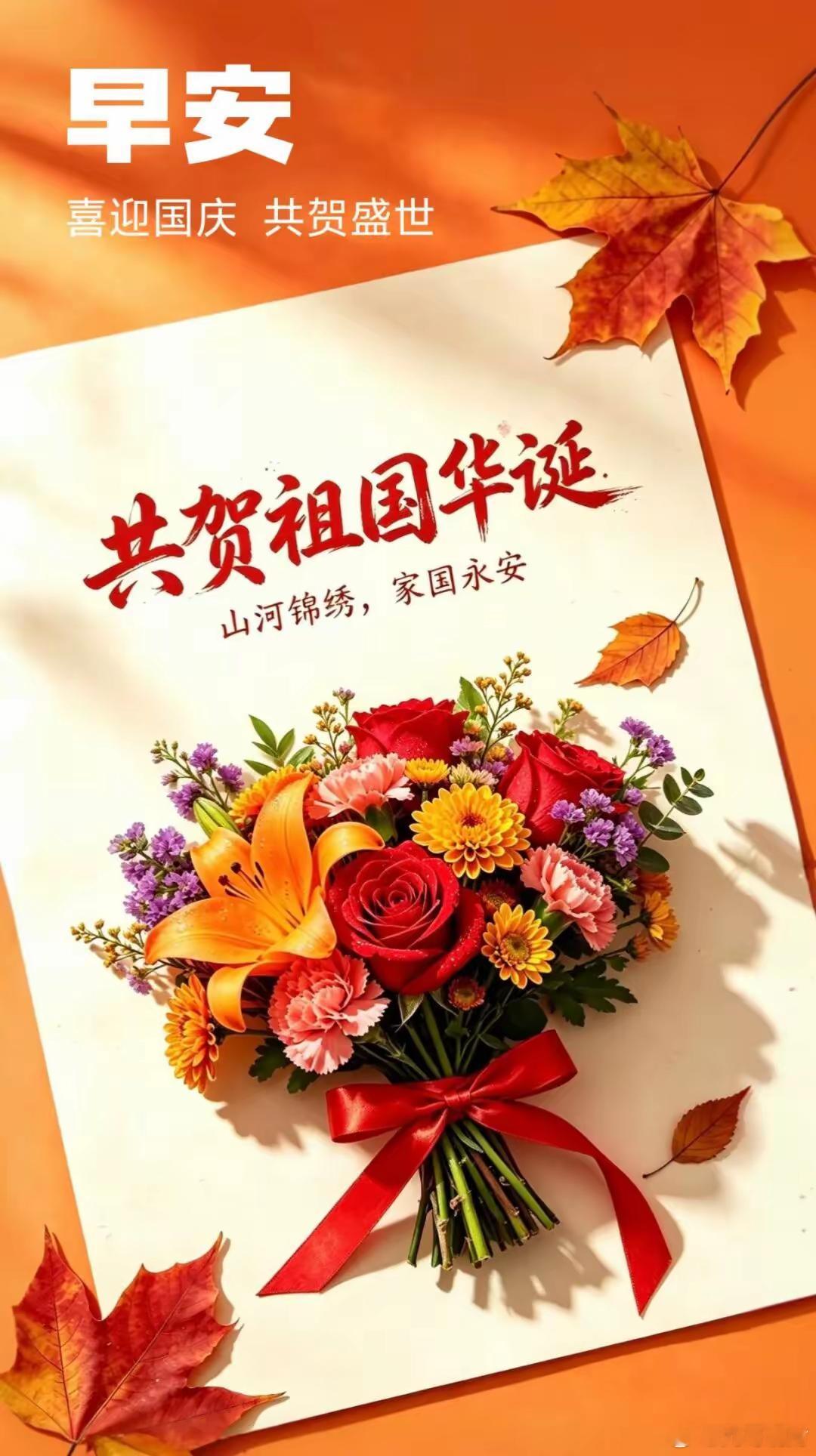 早安|喜迎国庆共贺盛世​​​明天便是国庆节，秋风漫卷，山河皆暖。我们能安心