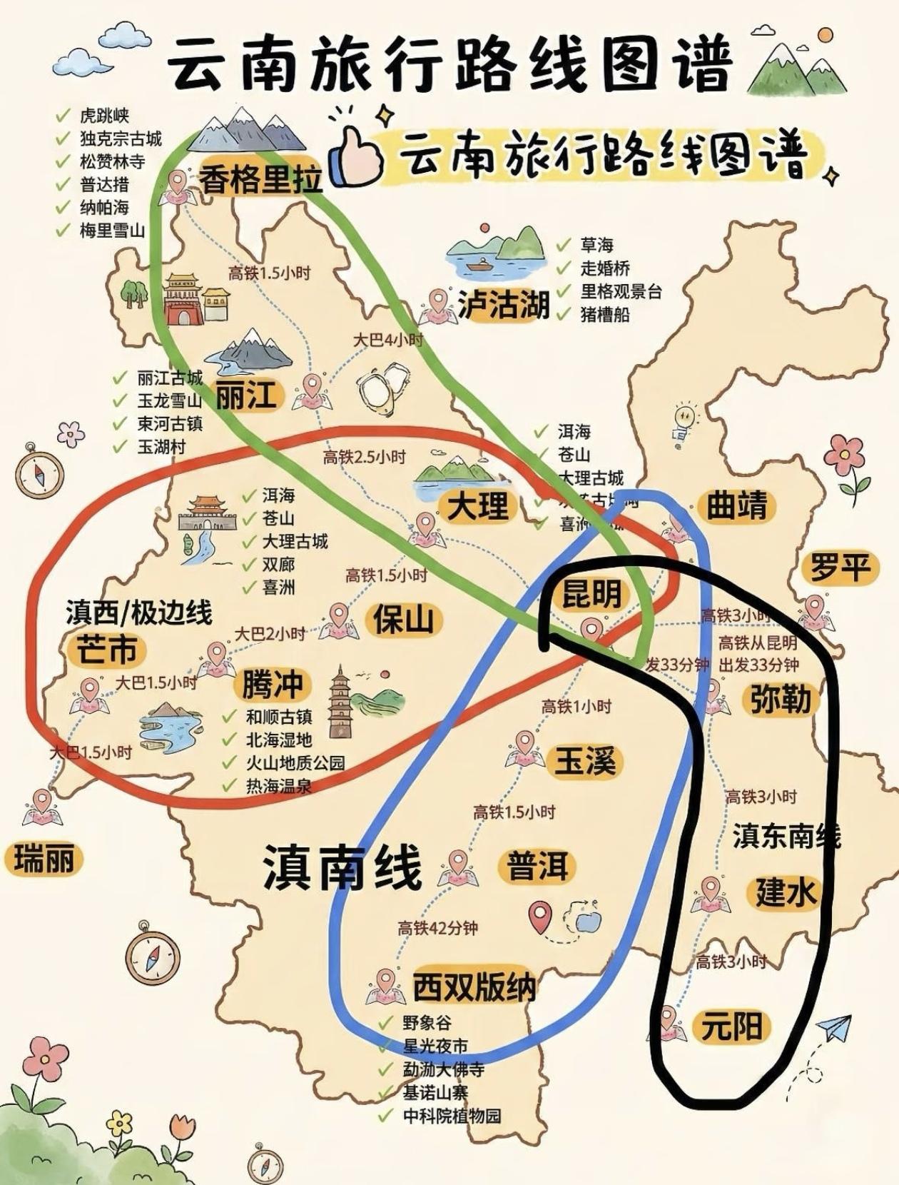 云南旅行路线图谱，畅游滇东南线！🌿🚄🌄