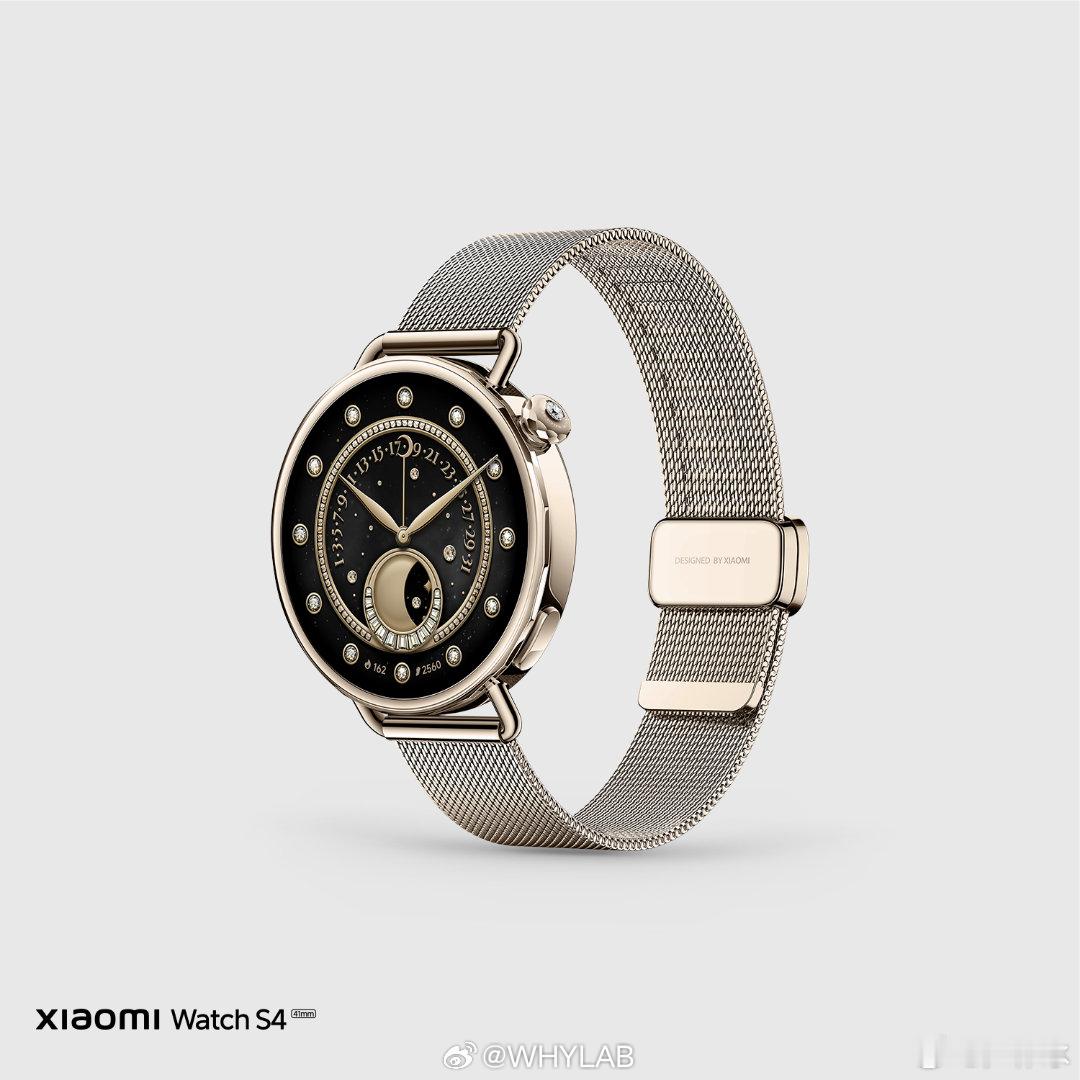 小米手表S441mm流沙金配色外观放出，6.26发布会一起发布。表冠镶