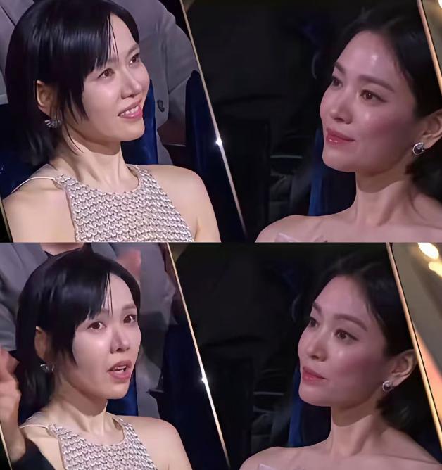 怪不得都在说，韩国娱乐圈还是比内娱脏多了。左边是韩国，孙艺珍获得青龙奖，然后坐