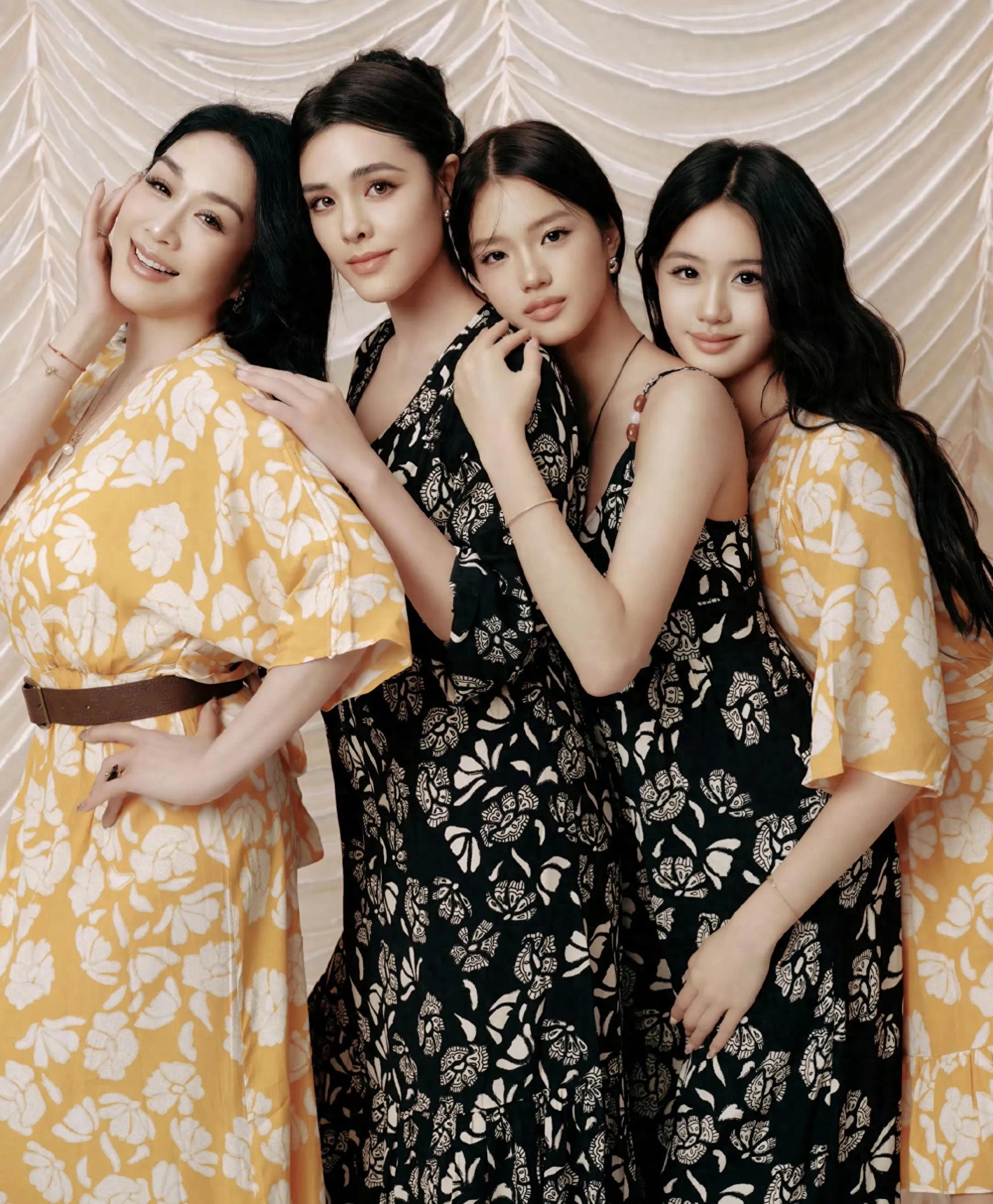 钟丽缇与三个女儿，闺蜜甜辣女团