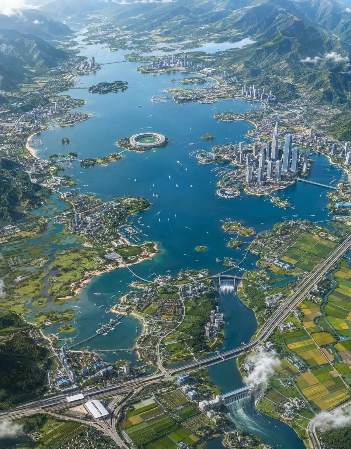 一半繁华都市，一半青山碧水，太震撼了