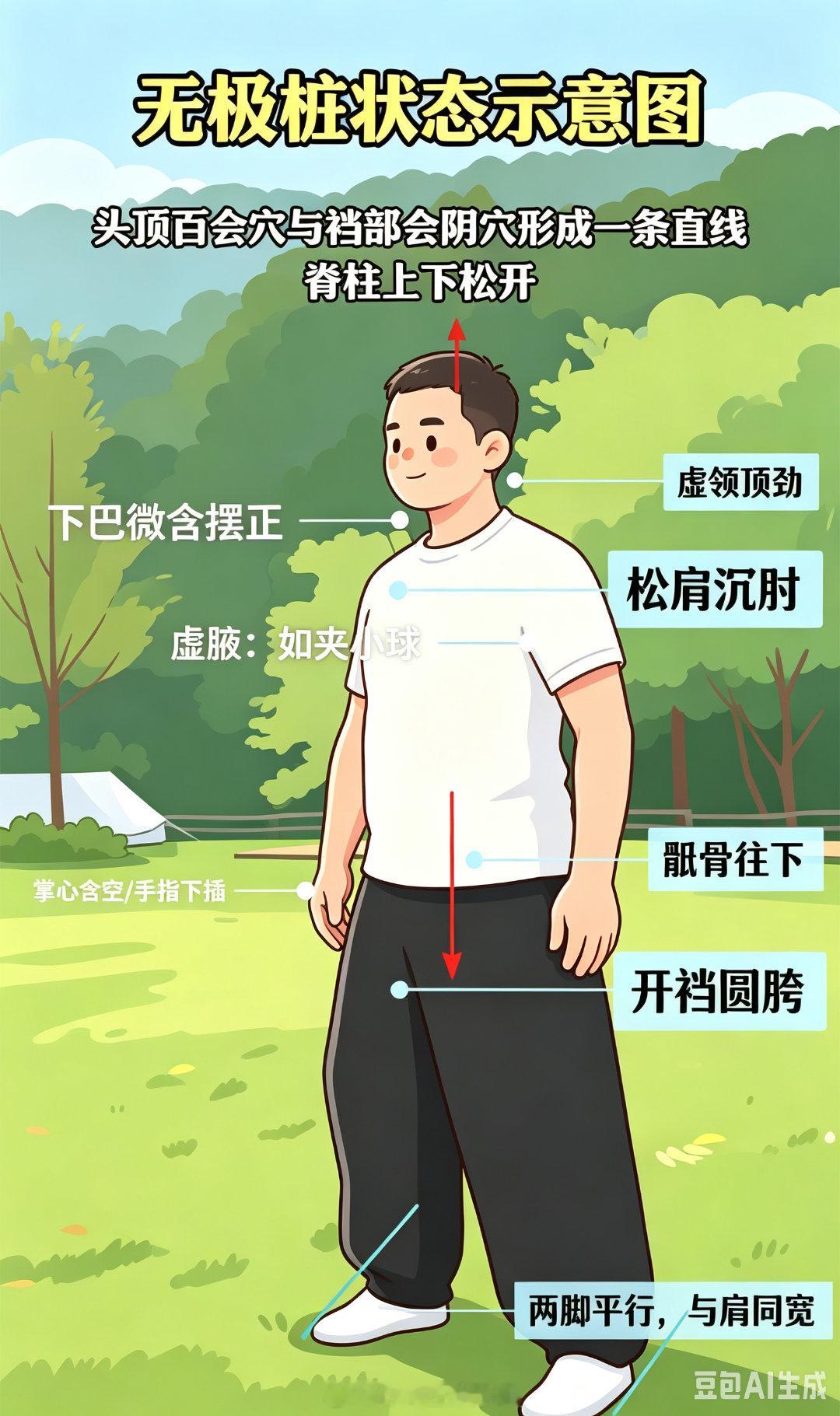 无极桩。加上肩井对涌泉。 ​​​