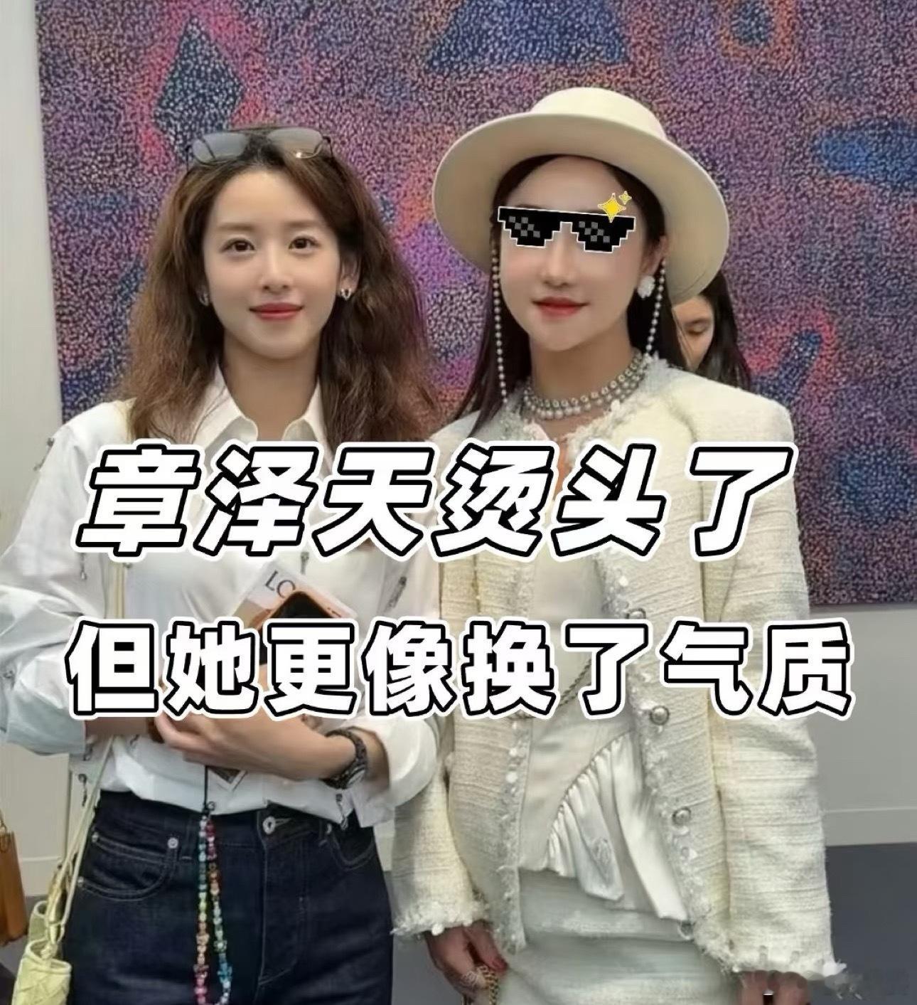 章泽天烫头需谨慎章泽天新烫的羊毛卷还挺有范儿的啊！打破了以前的黑长直，多了点成