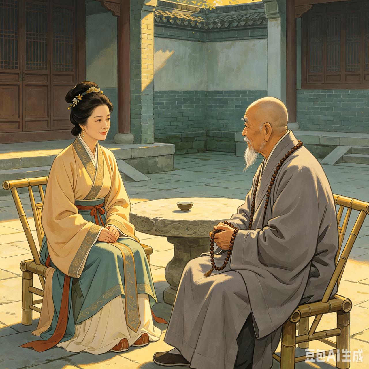 老和尚:命里有时终须有。公元982年，一对蜀地刚刚结婚不