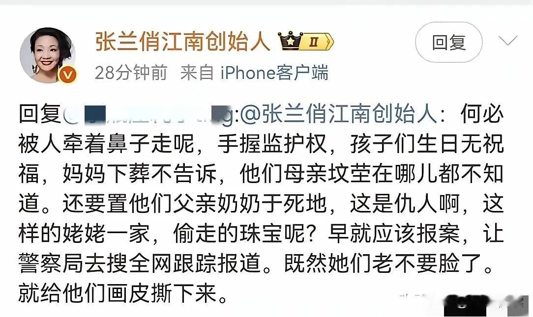 有网友替俩孩子委屈说孩子爸爸要替他俩把妈妈的珠宝追回来不然等他俩长大后