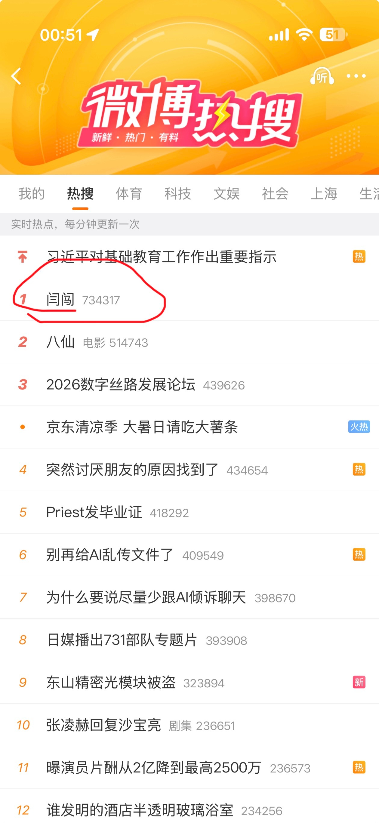 闫闯好家伙，热搜排第一。吐槽顶流王一博，流量爆炸；关键自己也被翻旧账，流量又爆炸