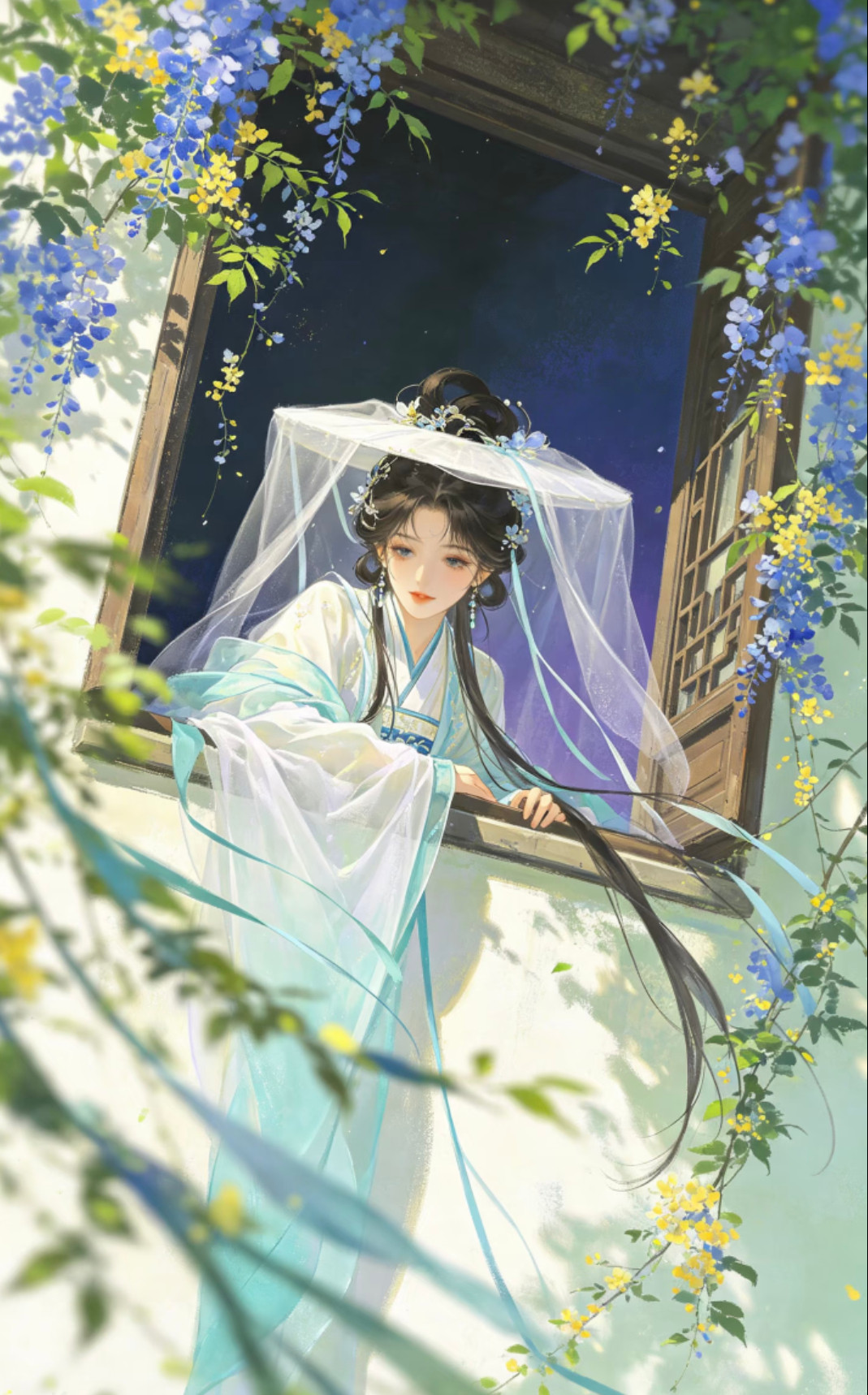 江南闺韵|诗意国风|清新油画质感|古风女头春风尚可寻踪迹，而我的满心欢喜，只因你