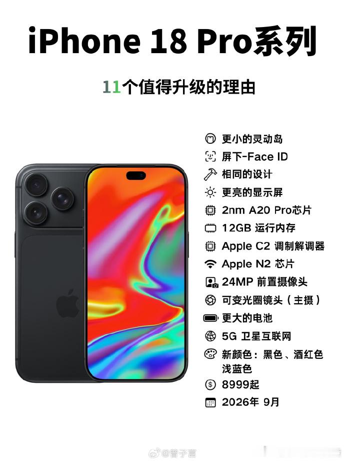 iPhone18Pro八大亮点iPhone18Pro配置狠狠升级，但要涨价，灵动