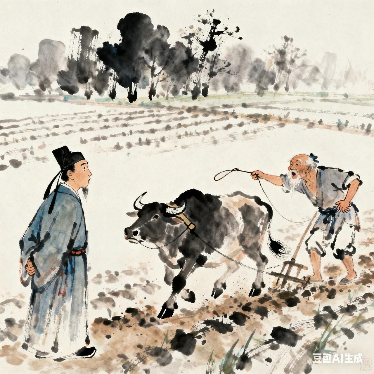 古代笑话有个县官下乡查访，见老农挥鞭赶牛耕地，便搭话：“你这牛，一天