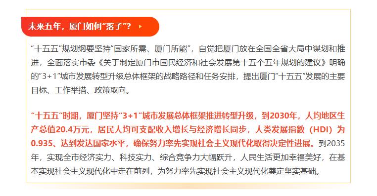 厦门未来五年规划出炉！将有哪些变化？到2030年，人均地区生产总值20.4万