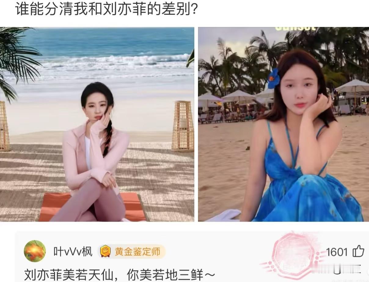 搞笑这个长相和刘亦菲比较搞笑视频，爆笑神评论