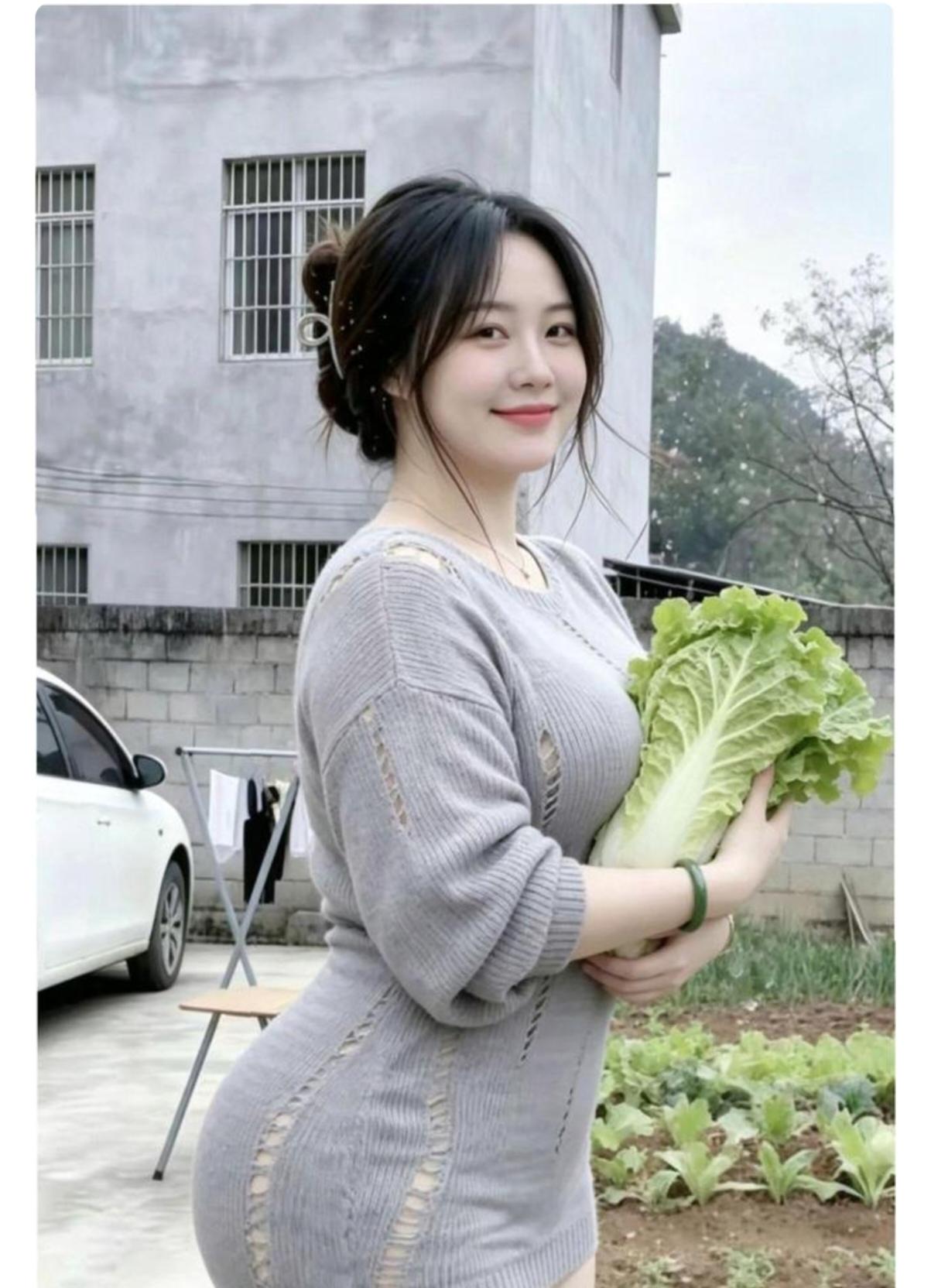 农家院哈哈好好的一颗白菜，让猪给拱了。是真的吗？美女家就住农村。