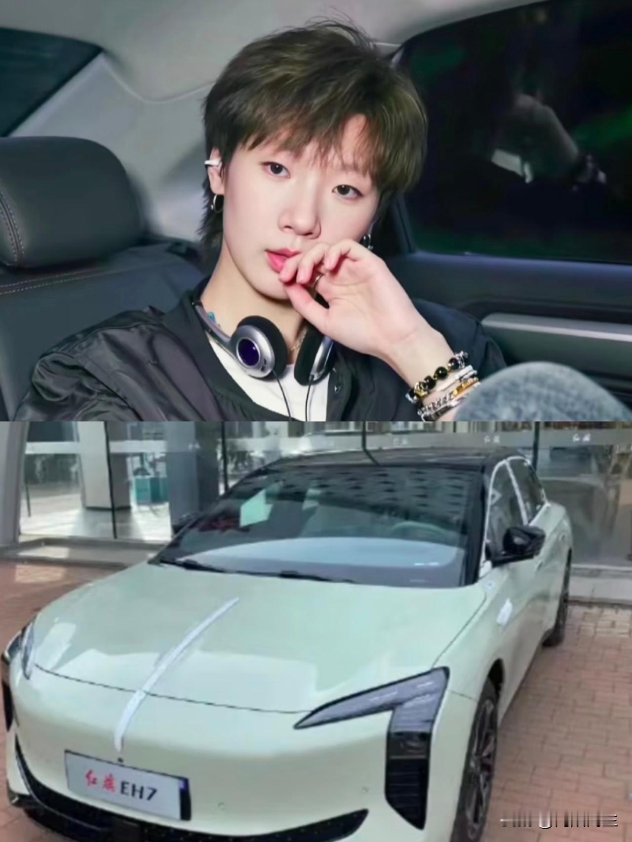 王曼昱提车了，一辆薄荷绿的保时捷！挺有意思，本来是陪朋友去逛4S店，结果