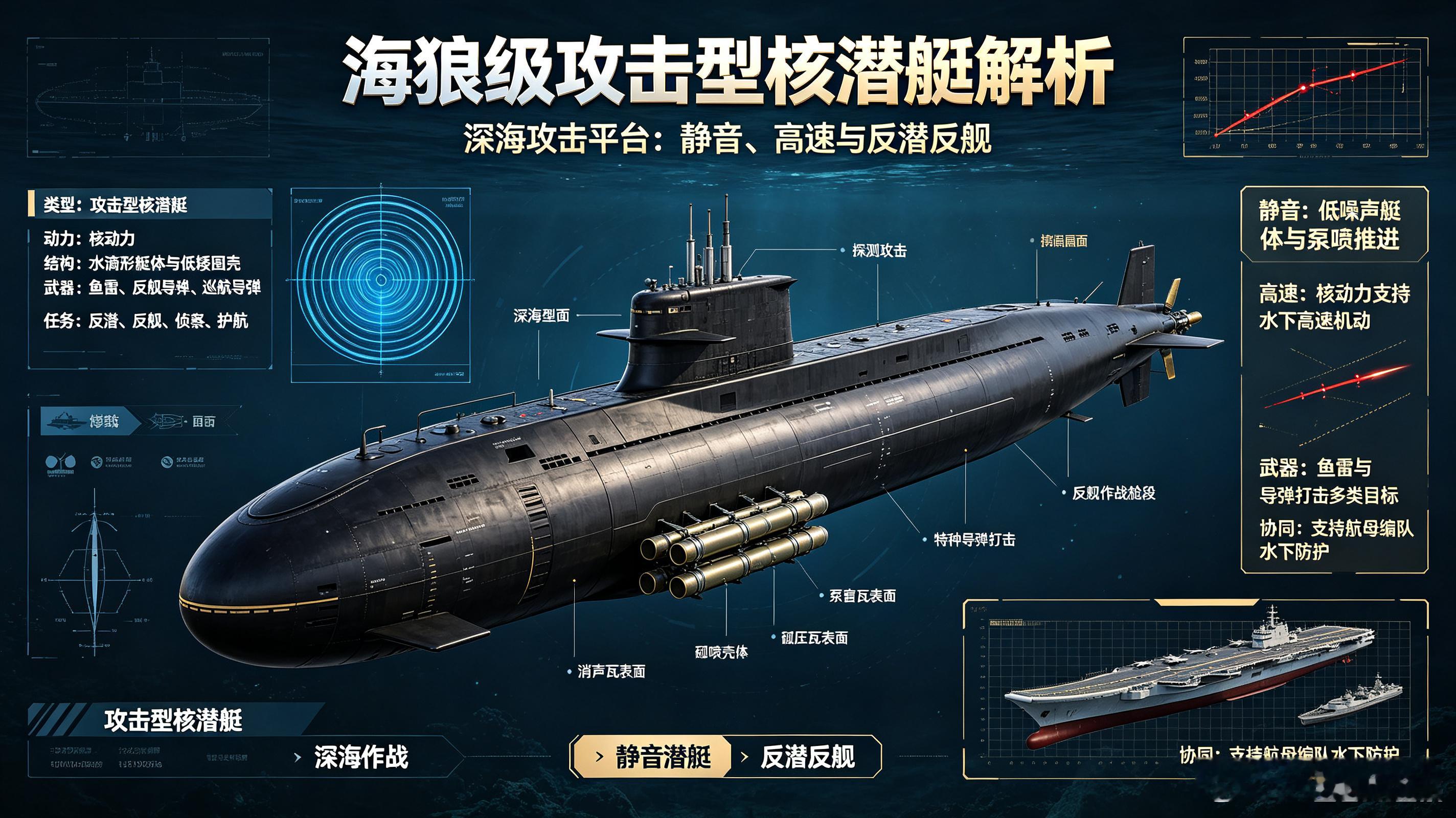 每天认识一件兵器——海狼级攻击型核潜艇今天聊聊美国海军史上最昂贵、最安静、也最“