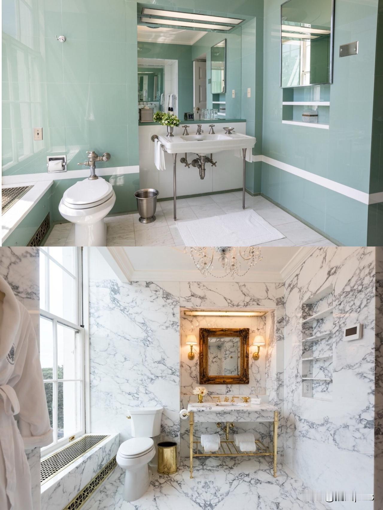 特朗普改造了白宫的“林肯浴室”，风格变化很大，但网友关注的是马桶旁边就是一面巨大