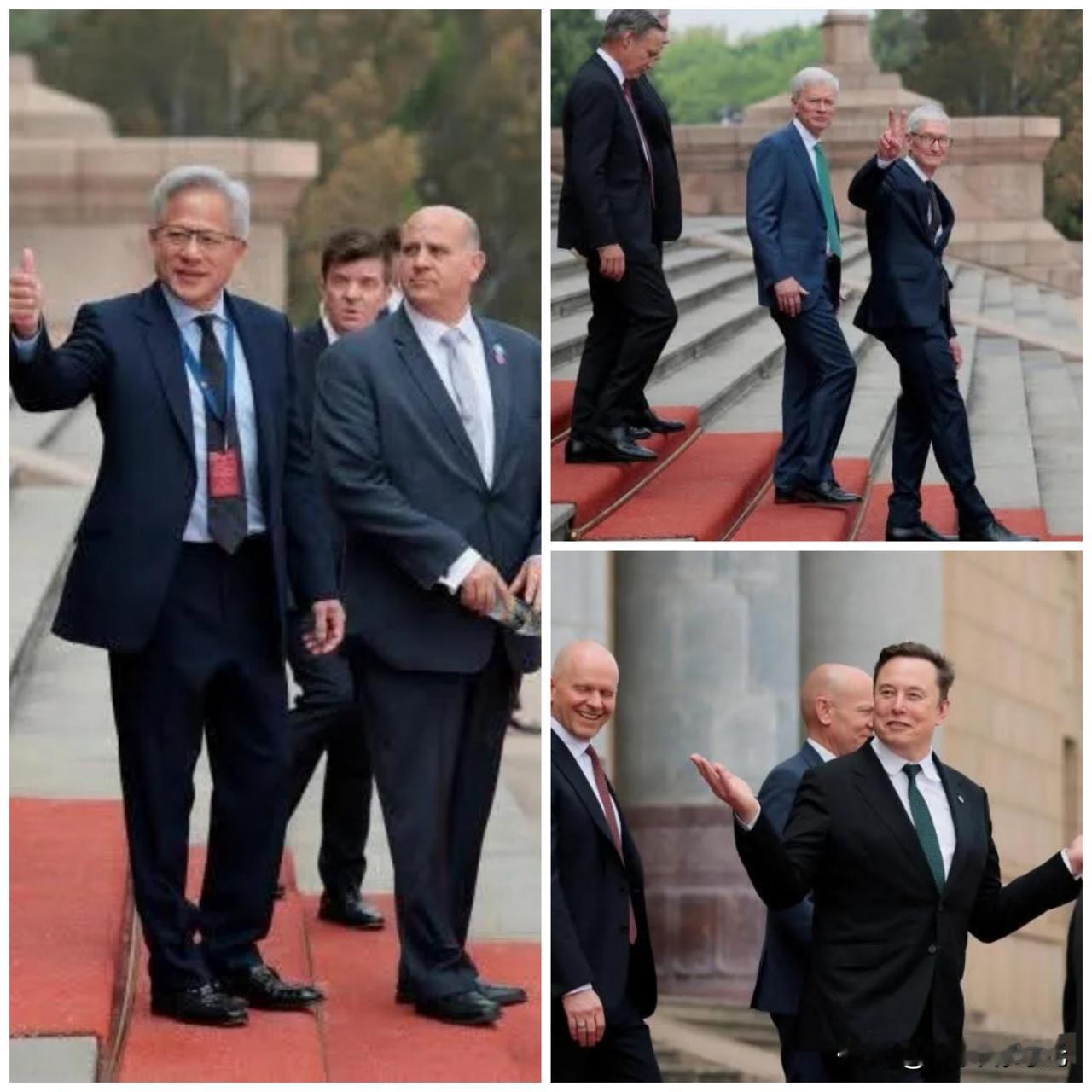 这是美国商界大佬离开人民大会堂的瞬间，肢体语言代表了一切，看来他们也是收获满满，