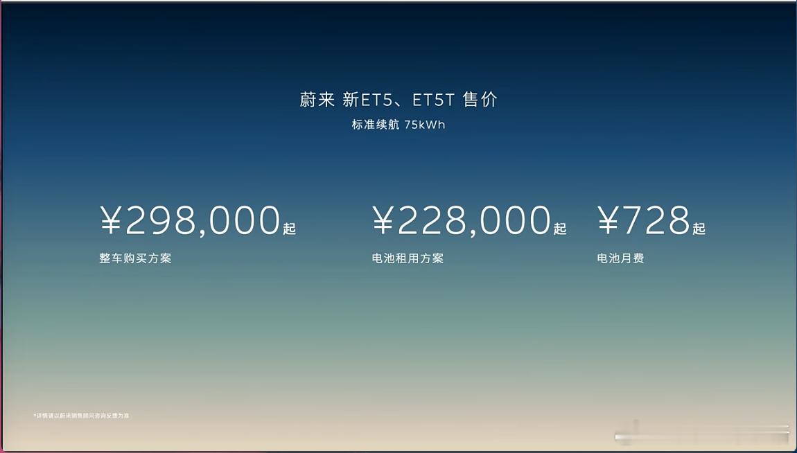 蔚来新ET5/ET5T正式上市：75kWh整车购买29.8万起，Baa