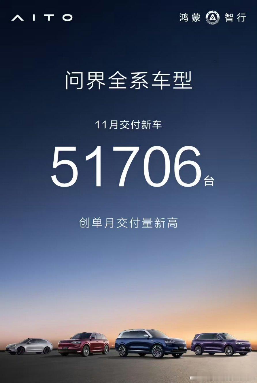 问界51706台，今年1-11月累计365340台。2024年底累计销量是38.