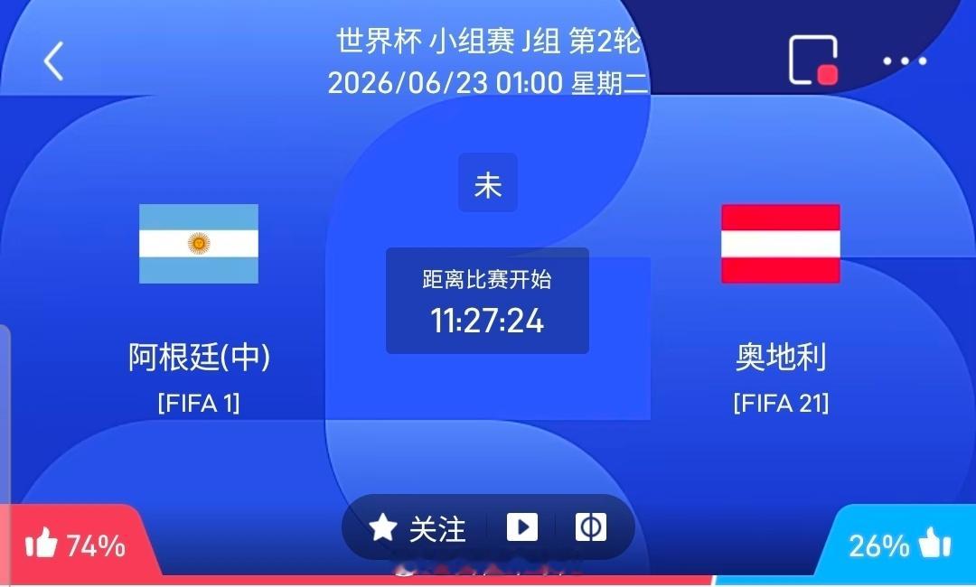 【足球】周一041世界杯方向：阿根廷vs奥地利世界杯：阿根廷VS奥地利时间：20