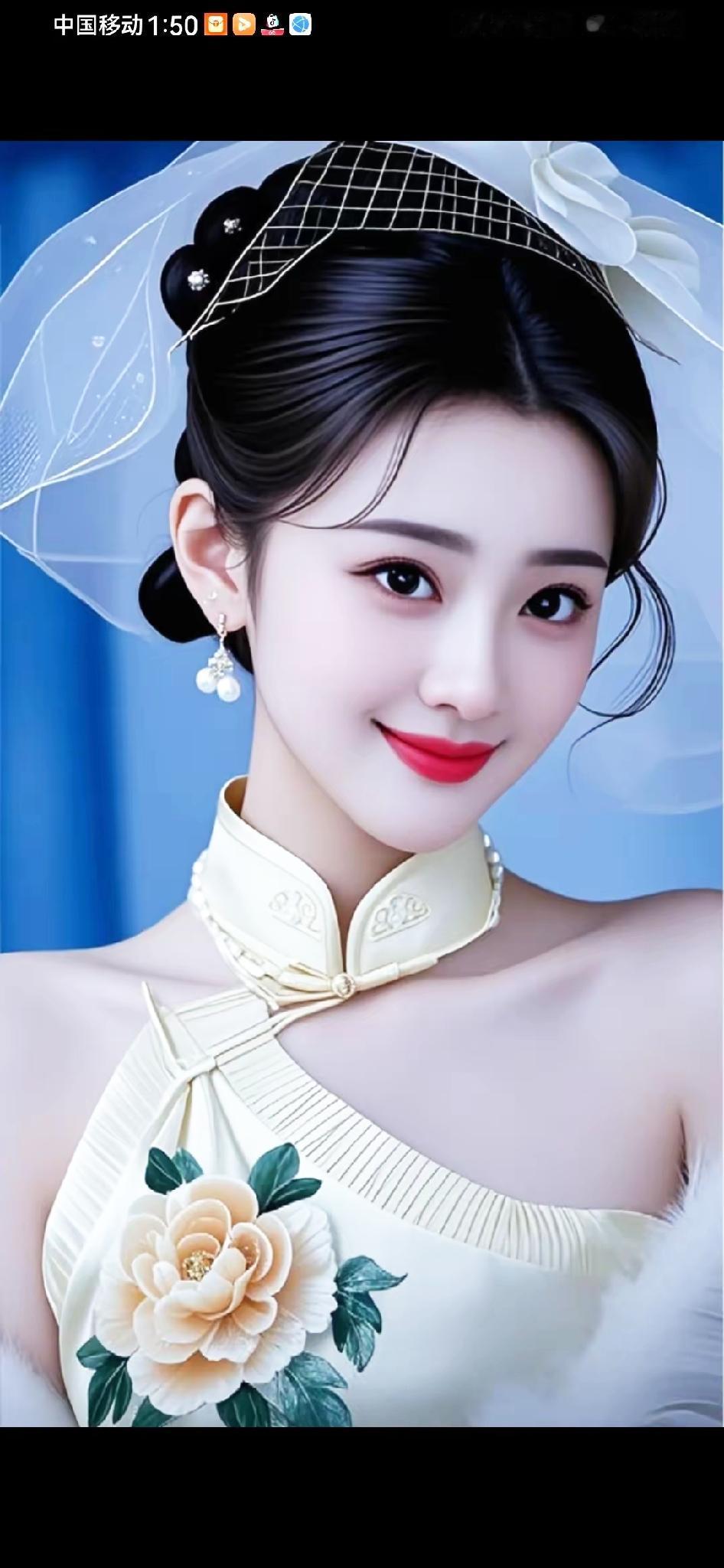 优雅复古新娘造型，精致妆容与复古头饰相得益彰，尽显东方古典美。
