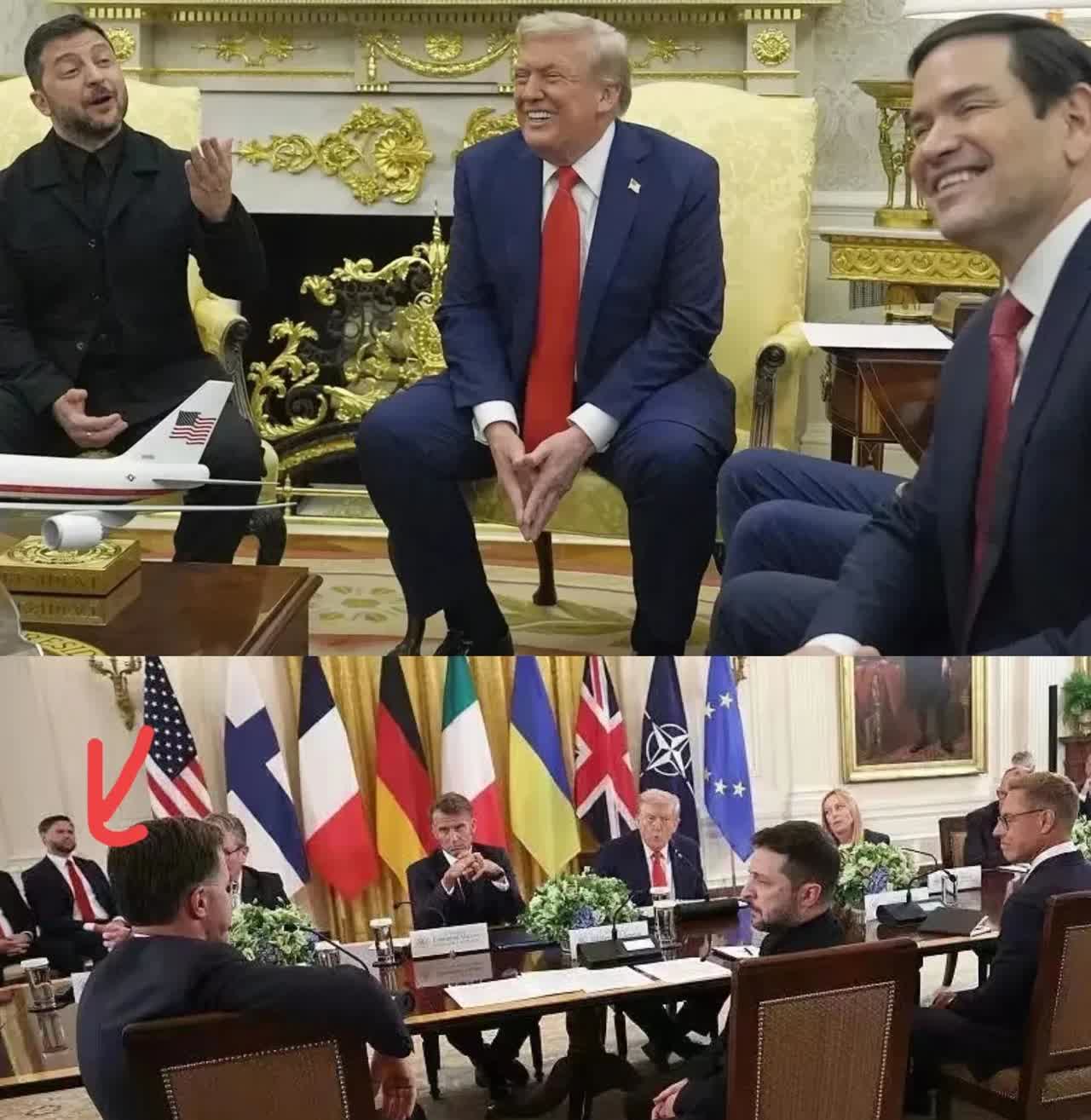 万斯再牛，也得在后面桌子老实坐着，笑的是老特，小泽的是苦笑，陪着笑，卢比奥这次总