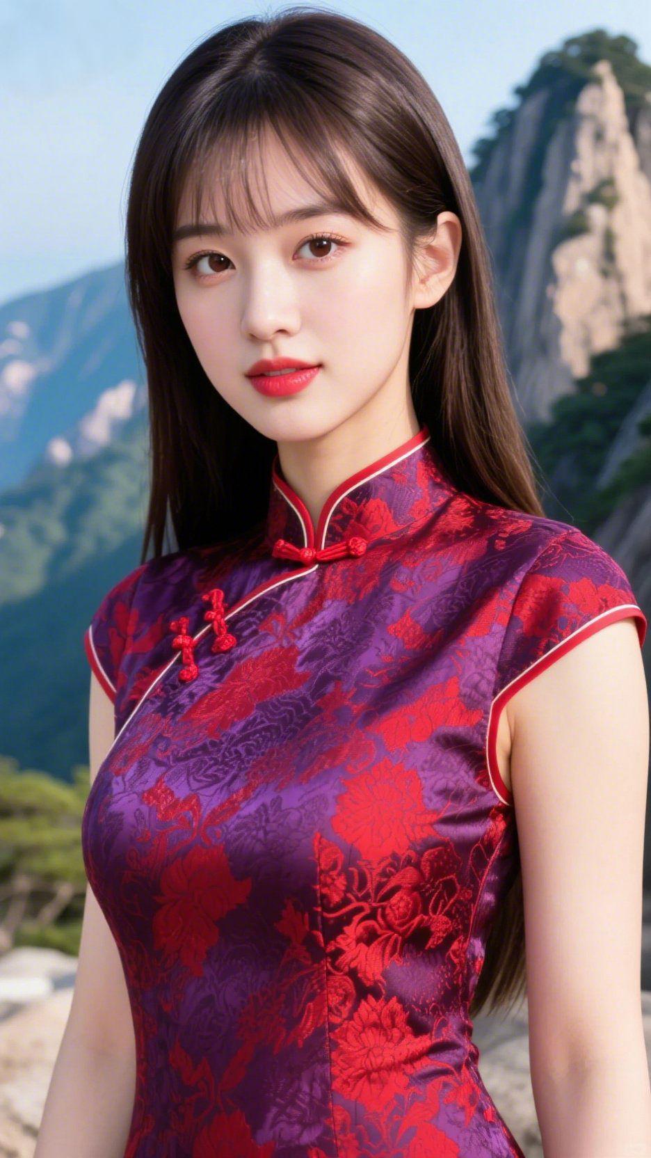 青山入眼消烦忧碧空如洗，青峰巍峨耸立，苍岩间翠松错落有致。山风漫过林梢，携