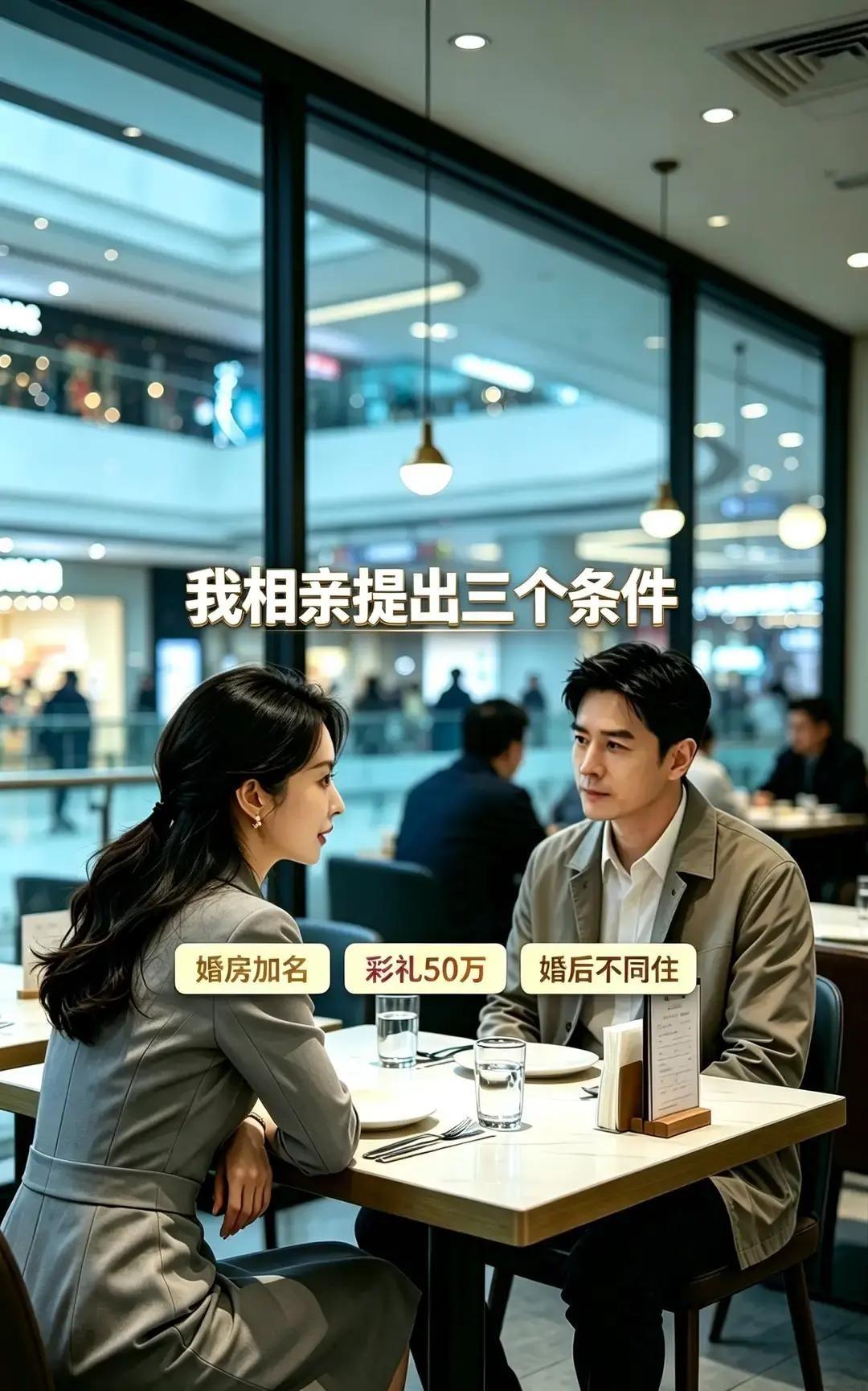 相亲时我狮子大开口要50万彩礼加房本署名，男方反手一个要求气得我当场摔门。我