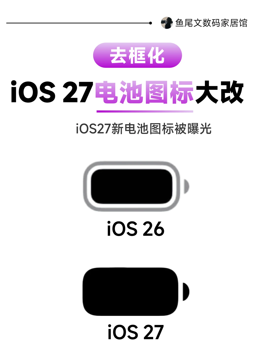 去框化❗iOS 27电池图标大改❗