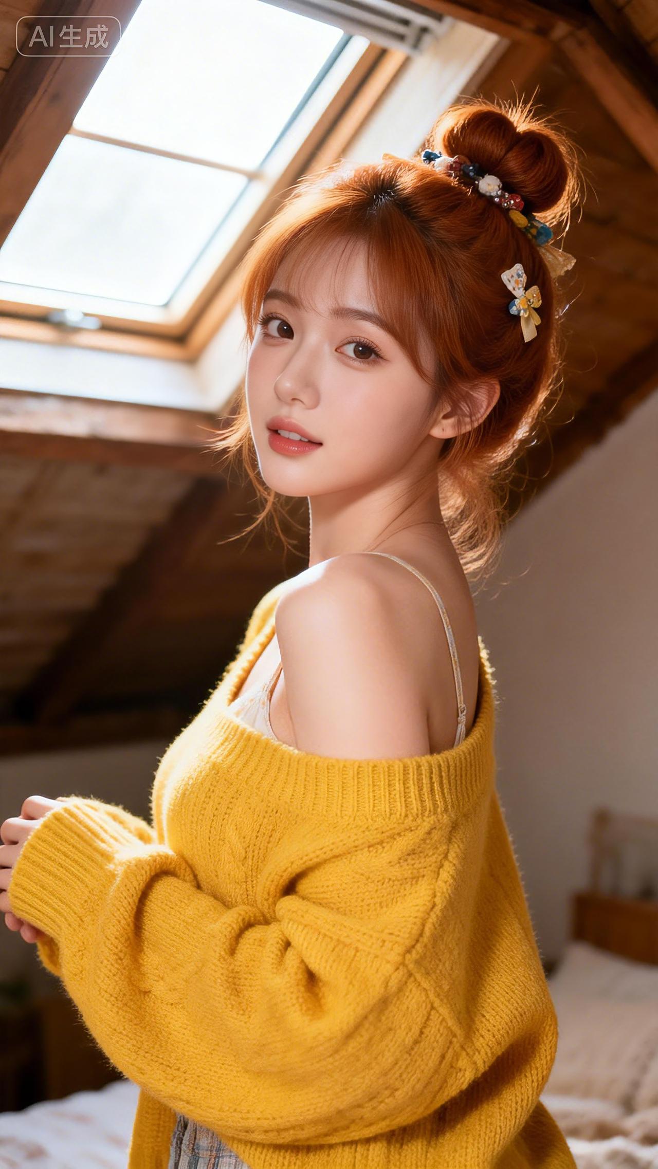 阁楼天光落满襟，暖黄一袭自安心。豆包壁纸