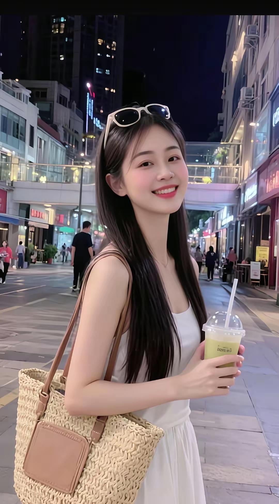 夜晚的街角，一杯奶茶，一个微笑，美好生活。