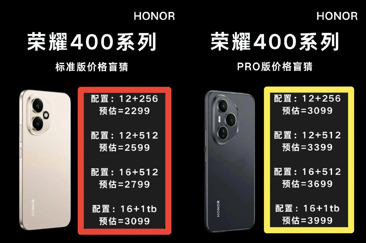 大胆做个预测！荣耀400系列的价格大概就是这样了：荣耀40012GB＋256
